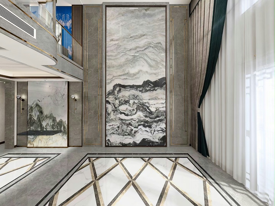 雅柏灰直紋背景墻 地面